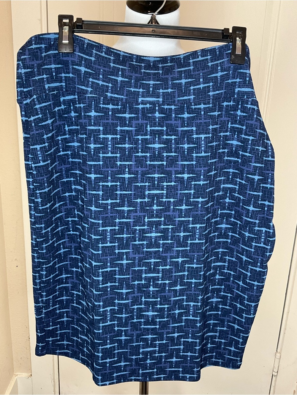 LuLaRoe Cassie Blue Patterned Pencil Skirt 2XL